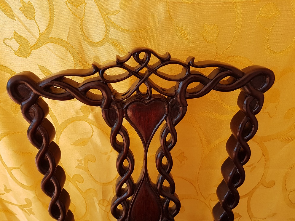 Pair of Chinese rose wood childrens chairs Detail