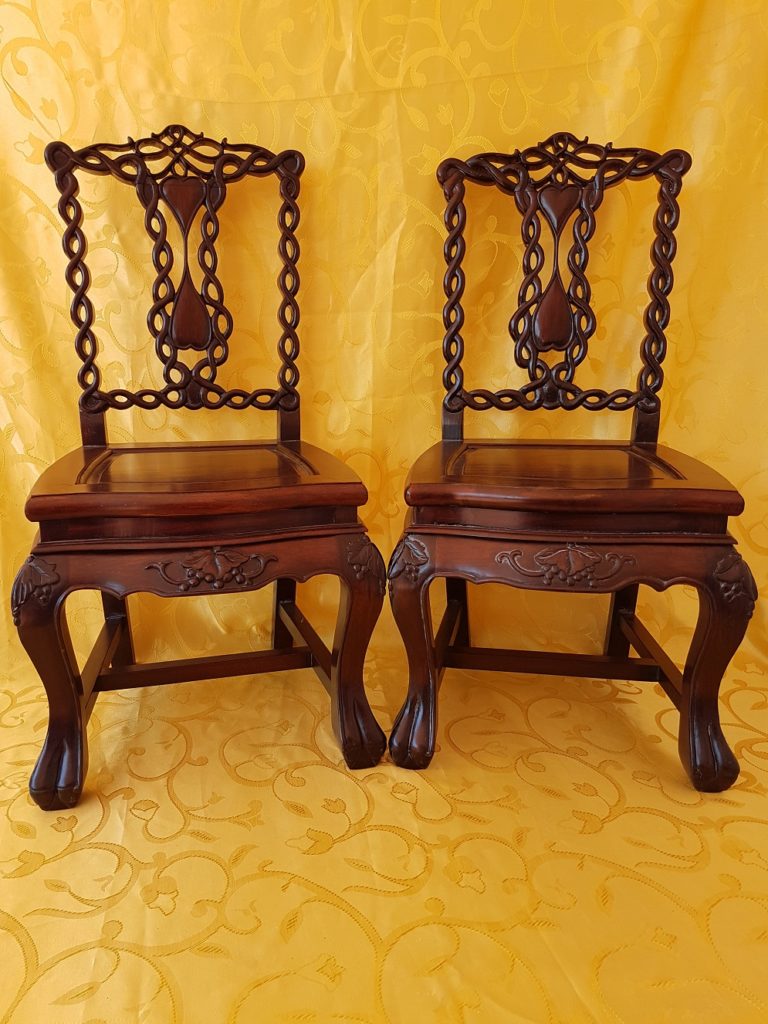 Pair of Chinese rose wood childrens chairs