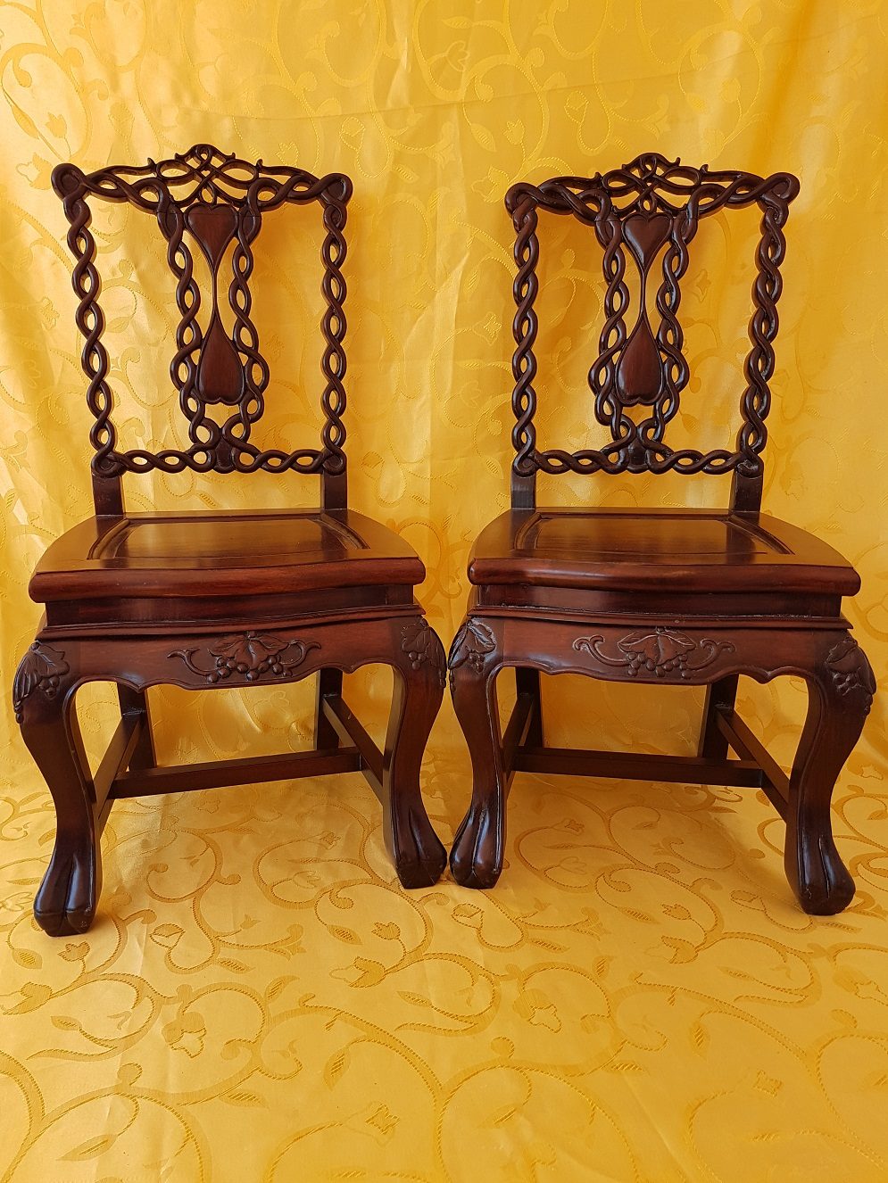 Pair of Chinese rose wood childrens chairs
