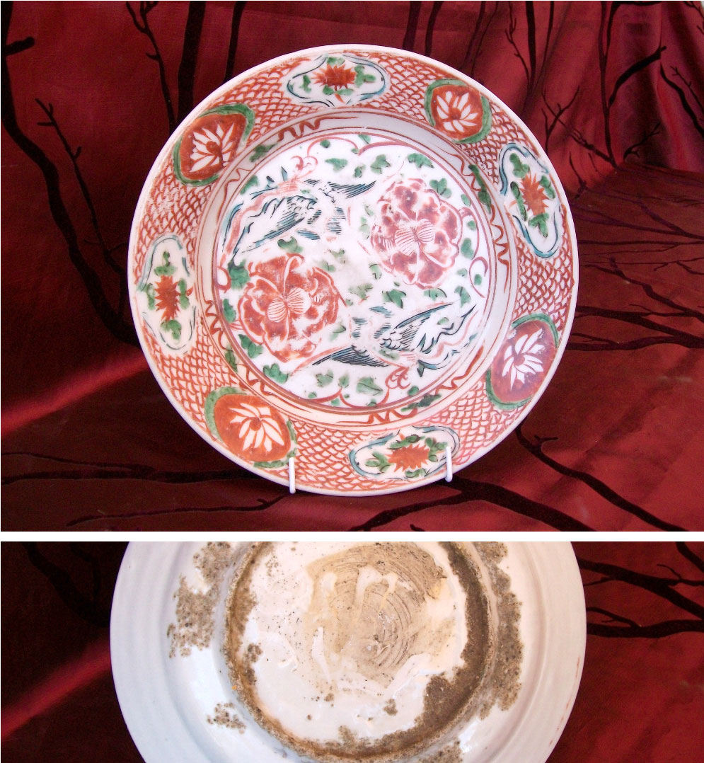 17th century Zhangzhou polygrome plate with phoenix birds