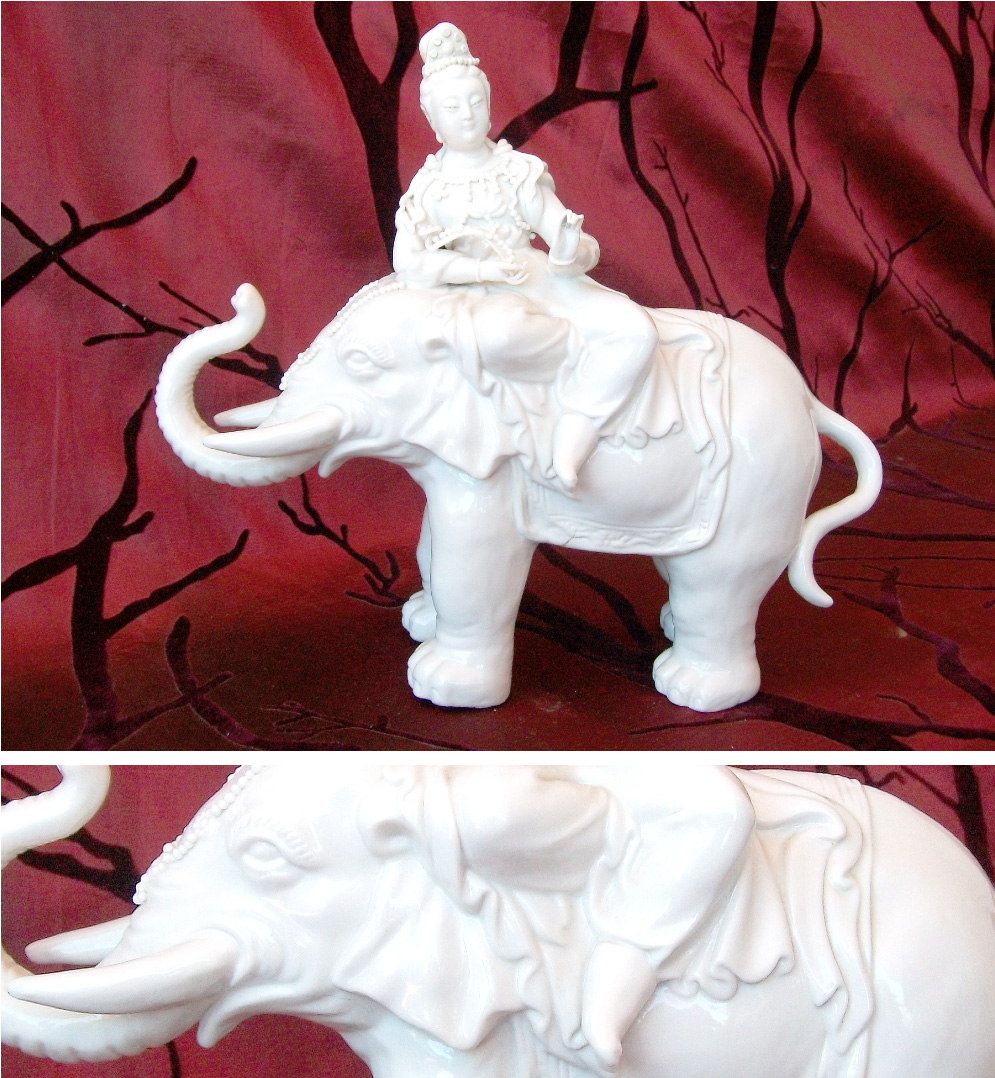 Dehua-Blanc-de-Chine-porcelain-elephant-carrying-a-Guan-Yin