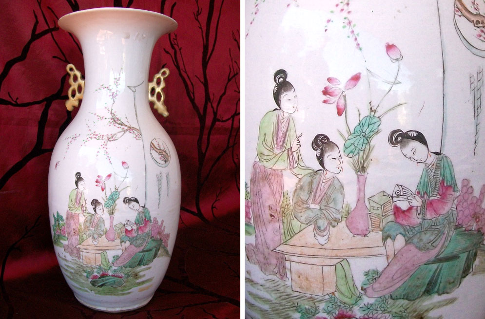 Late-Qing-dynasty-1644-1911-porcelain-vase-decorated-with-elegant-ladies-in-landscape-with-blossoms