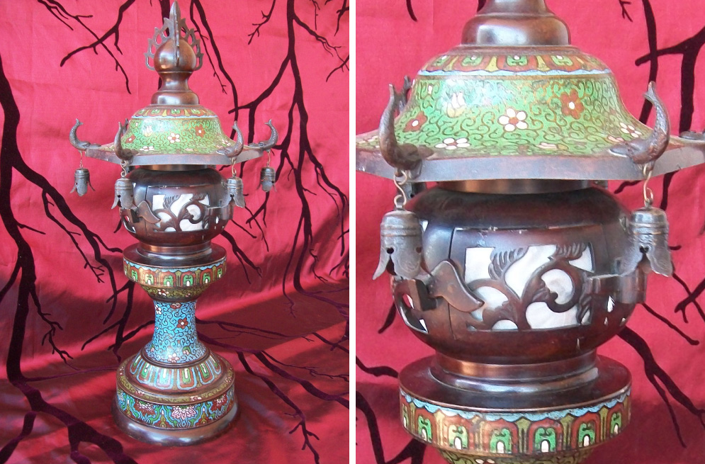 Republic-period-1911-1948-Chinese-cloisonee-lamp-in-pagoda-shape