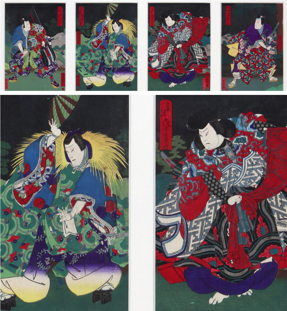 Yoshitaki (1841-1899) Four Japanese woodblock prints