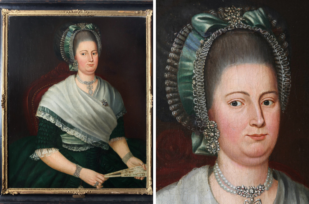 Circa 1785 Dutch school oil on canvas portrait Christine Voet